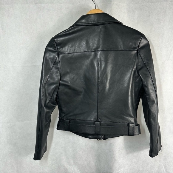 Anine Bing Lamb Leather Black Moto Biker Jacket Size XS - Picture 5 of 16